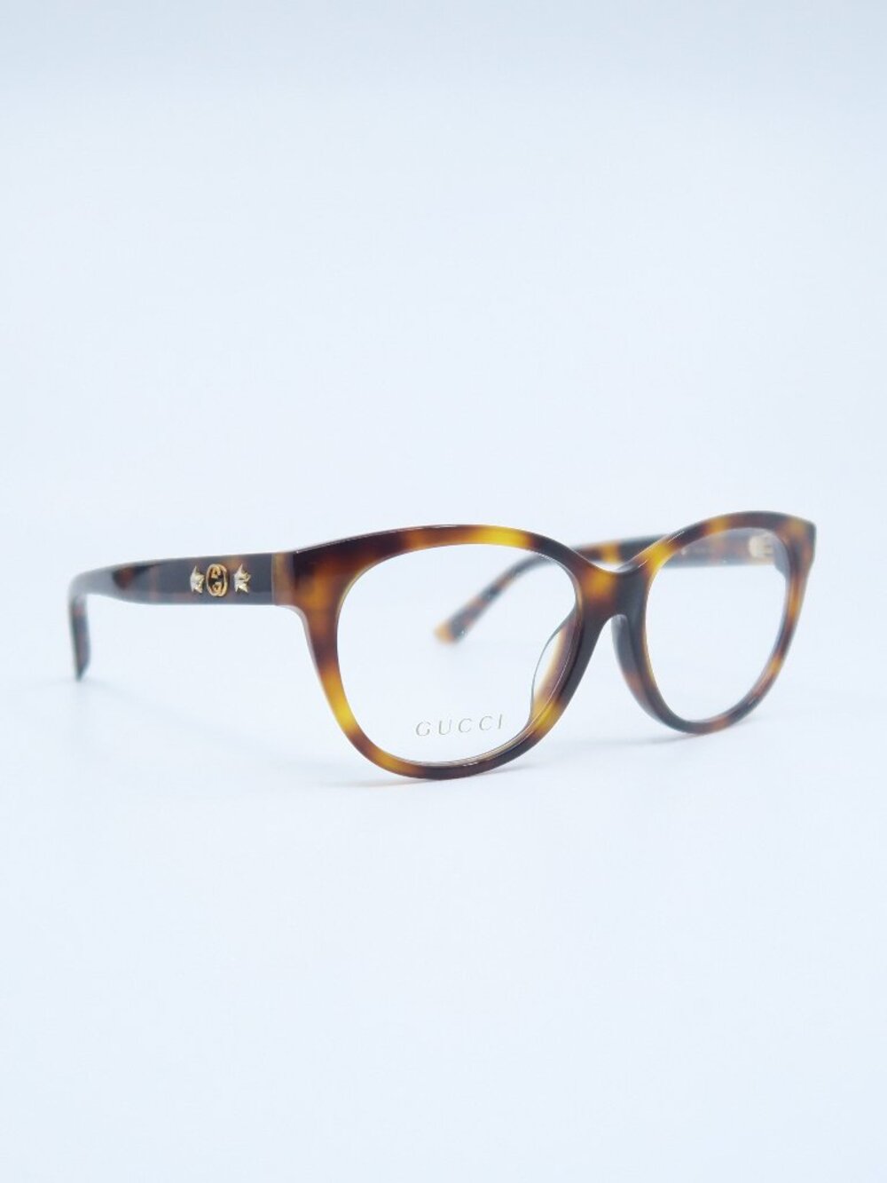 Gucci GG0211OA 002 Havana with Crystals, Cat Eye, New Women's Eyeglasses.